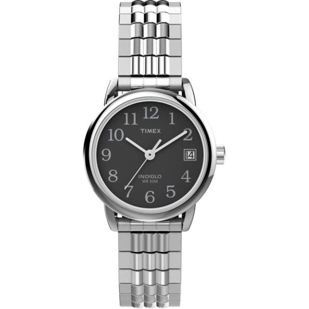 Timex Easy Reader Perfect Fit Silver/Black Ladies Watch